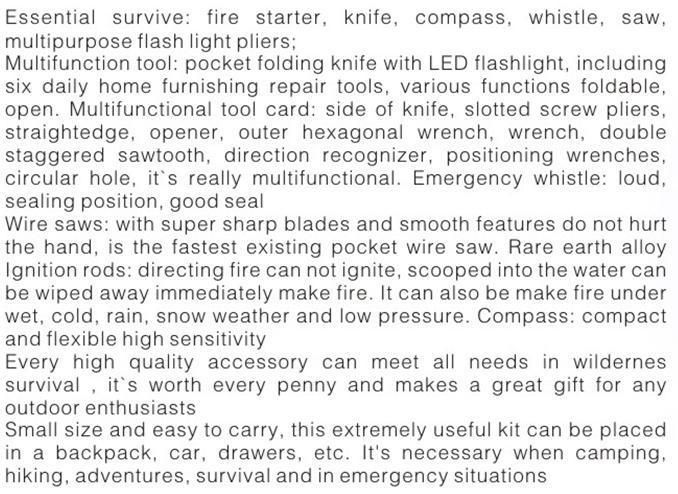 Outdoor Presonal Survival Kit for Camping