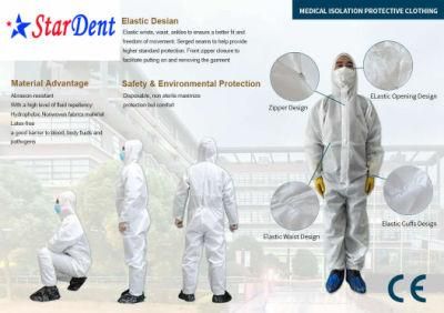 Stock Available Disposable Medical Protective Clothing Dust-Proof Coveralls Anti-Epidemic Antibacterial Isolation Suit