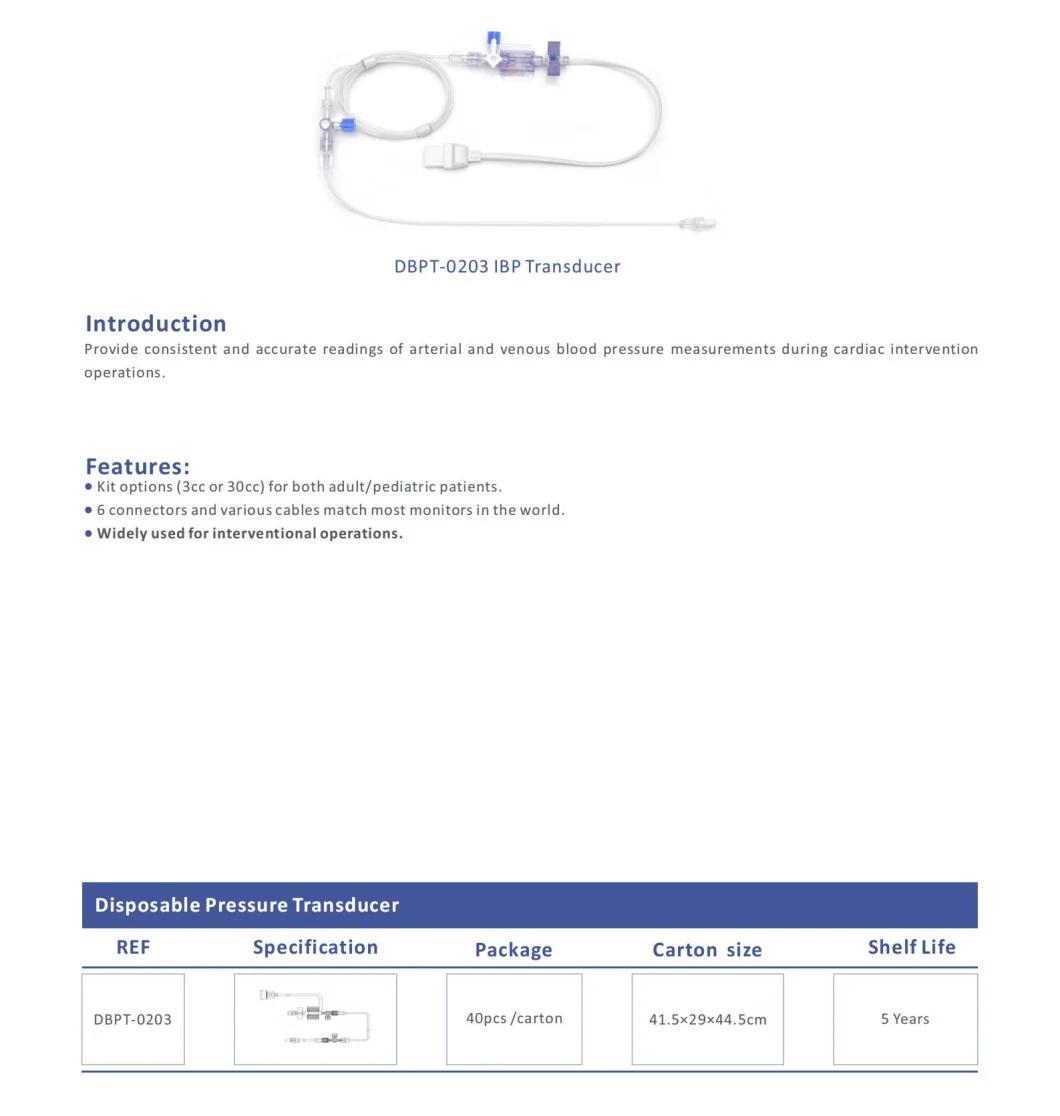 China Factory Surgical Medical ISO, CE & FDA 510K. Dbpt-0103 IBP Transducers