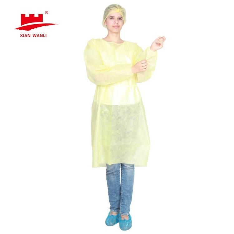 Disposable Blue Green Non Woven Elastic and Knitted Cuffs Isolation Gown