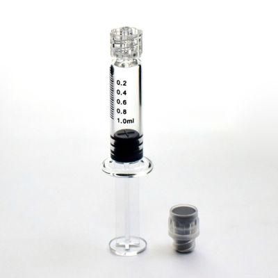 1ml Luer Lock Glass Syringe Pre Filled New Line Essential Oil Metal Plunger Glass Syringe with Escala Custom Logo Syringe