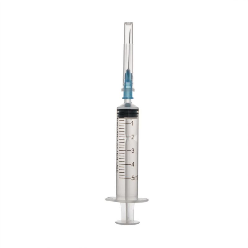 Blister Packing Luer Lock Type Plastic Syringe 5ml with Needle