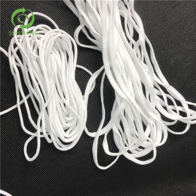 Flat White Earloop for Plastic Face Mask Consumables with Good Elasticity Soft Clean Polyester Spandex