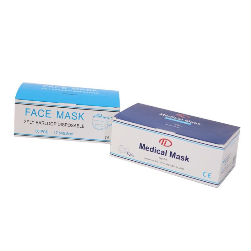 Manufacturer CE En14683 Type Iir Earloop 3 Ply Surgical Medical Blue Disposable Face Mask