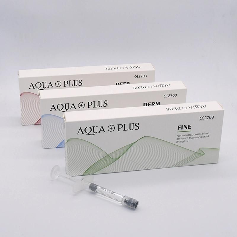 Aqua Plus 100% Pure Cross Linked Hyaluronic Acid Injectable Ha Gel Syringe Facial Dermal Fillers 2.0ml Injection