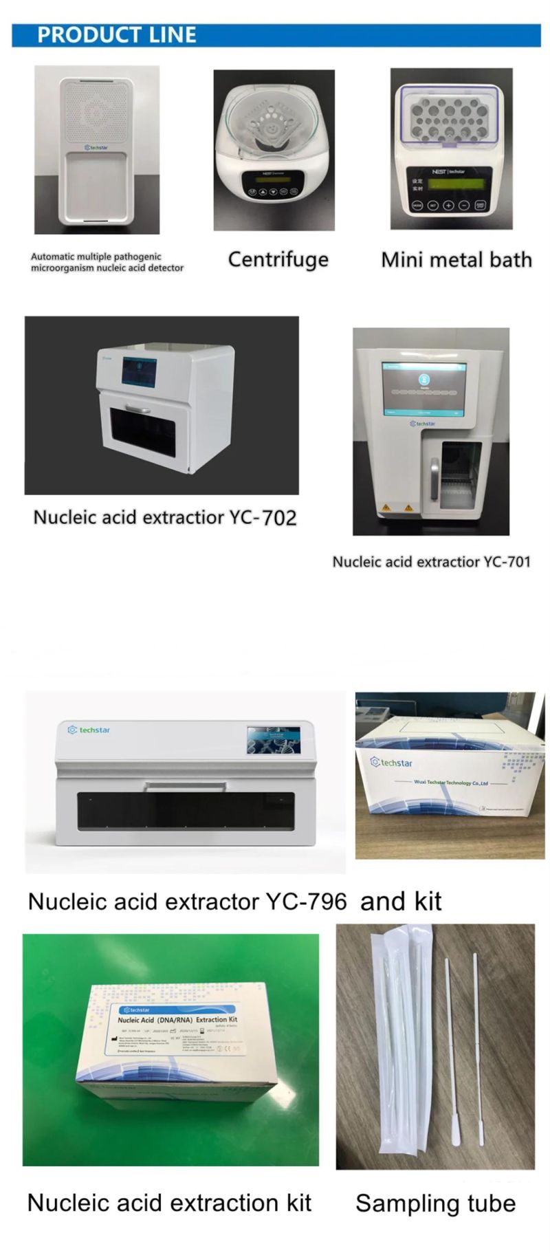 Techstar Medical Disposables Tubes and Swabs Products Oral Nasal Swab Kit Vtm Swab Test for Rt-PCR Analysis