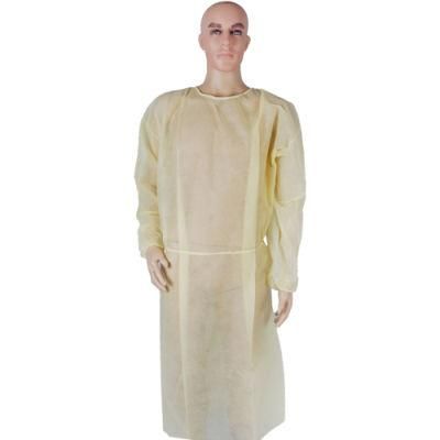 Non Woven Cheap PE Coated Non Sterile Disposable Isolation Gown with Long Sleeve