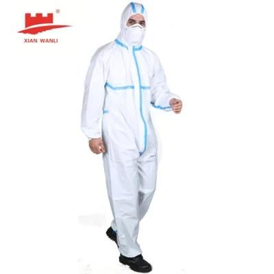 White List Manufacturer Breathable Anti-Bacterial Protective Coverall with PVC Tape