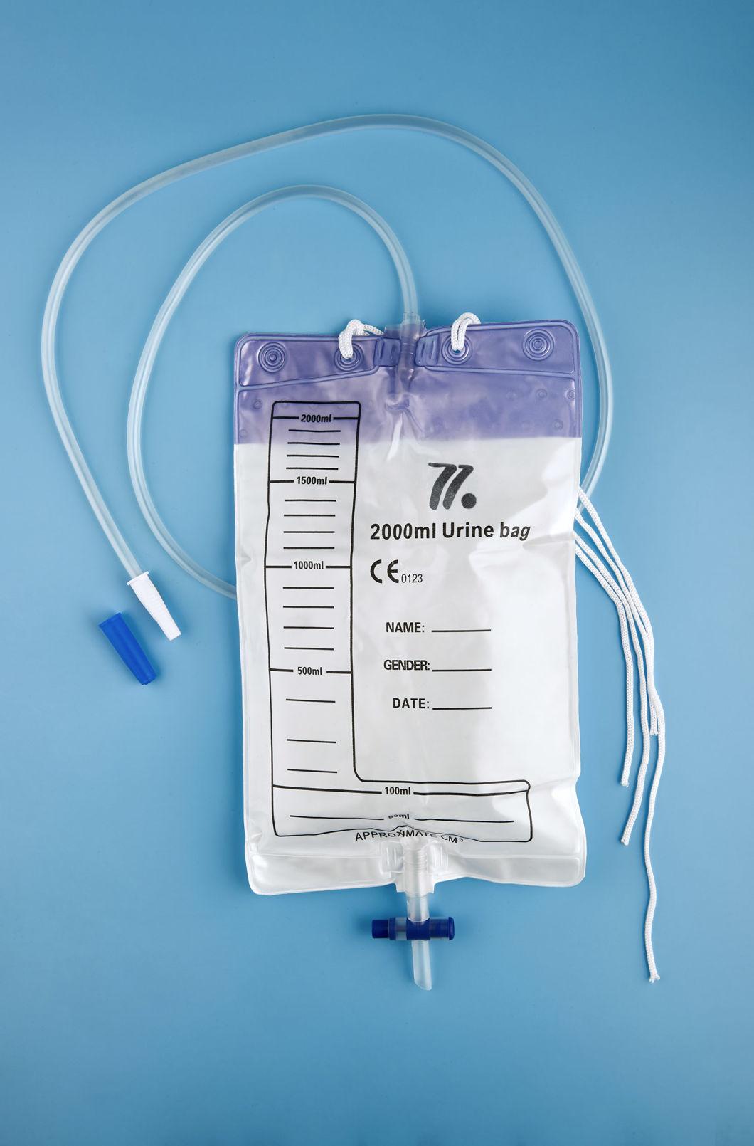 CE Approved Disposable Urinary Urine Bag with T Valve/Cross Valve, 1500ml/2000ml