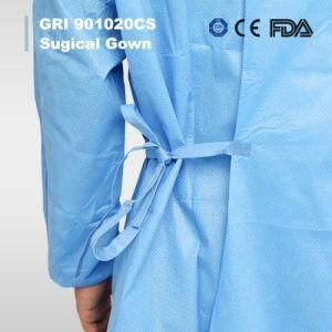 Hospital Use Sterile Disposable Isolation 43G PP+PE Coating Surgical Gown with Knit Cuffs Breathable Poly Reinforced with Towel X-Large Blue