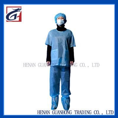 Disposable Split Isolation Blue Suits Top Trouser Suit PP Non-Woven Fabric 45g