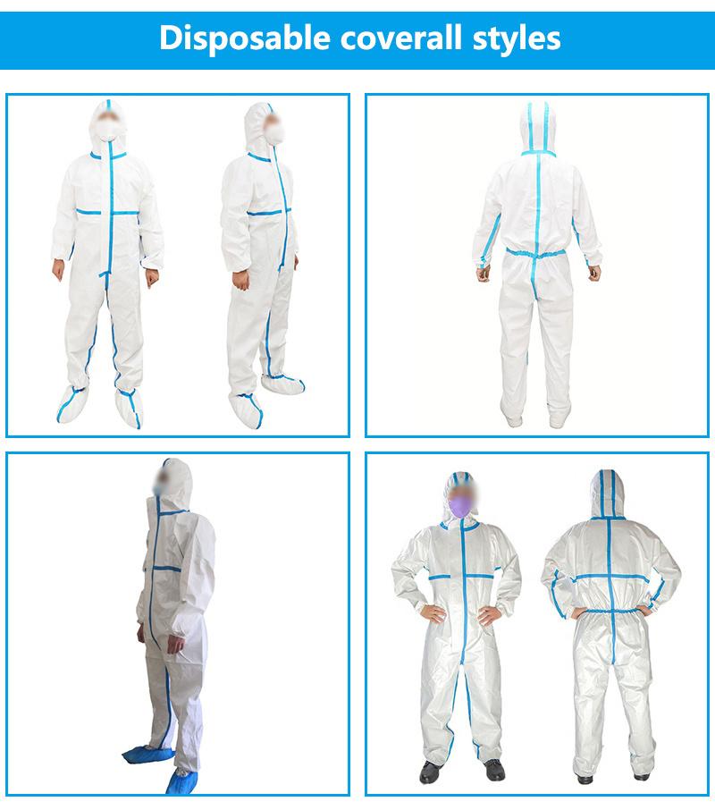 Type 4b/5b/6b/ SMS Sf PP 52-55GSM Disposable Safety/ Protective Clothing/Apparel Industrial Chemical Coverall with En 13688/13034/13982/13935 CE Certificate