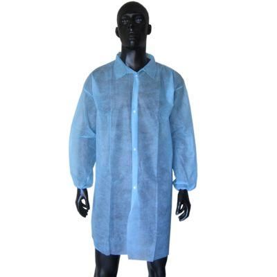 Disposable Worker Uniform Lab Coat with Elastic Cuff