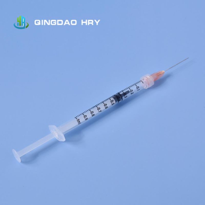 Medical Supplies of Disposable Syringe 1ml Three Parts Safety Syringe Luer Lock with Needle & Safetty Needle CE FDA ISO and 510K Certified