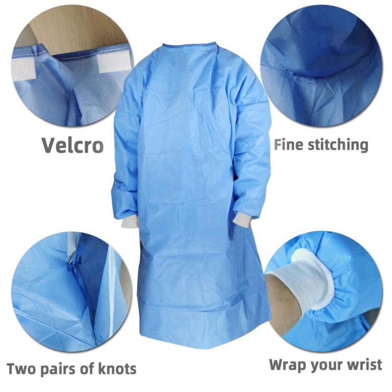 Custom Color Pink Blue Waterproof Disposable Short Sleeve Medical Sterile Surgical Gown