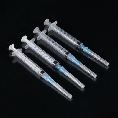 Medical Device 3-Part Disposable Plastic Injection Syringe with Needle Luer Slip or Luer Lock