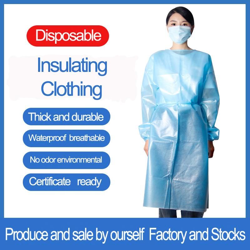 Disposable Non-Woven Elastic SMS Non-Woven Fabrics 35 GSM Isolation Gown Protective Clothing