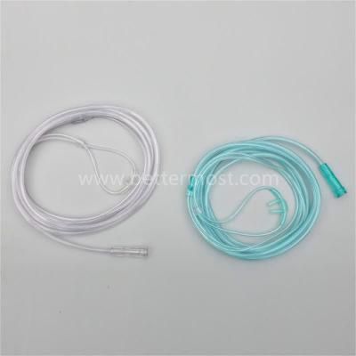 High Quality PVC Green Transparent Color Nasal Oxygen Tube with Soft Prongs