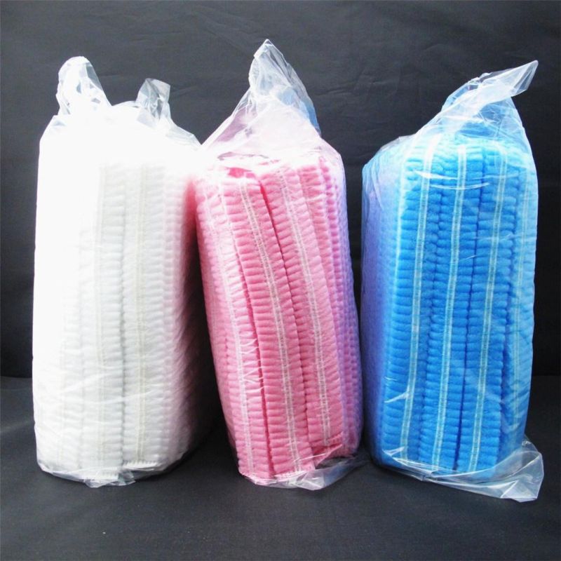 Hot Selling Pink Black Waterproof Bath Non Woven Bouffant Caps Lot Food Industry Disposable Hair Nets