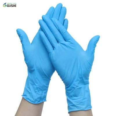 Gusiie Disposable Blue Powder-Free Medical Examination Nitrile Gloves Large Size Nitrile Gloves