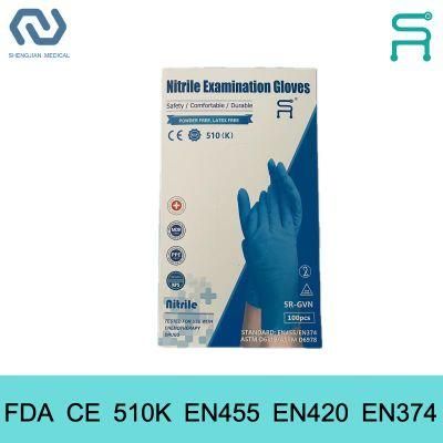 En455 En420 510K Disposable Nitrile Examination Gloves