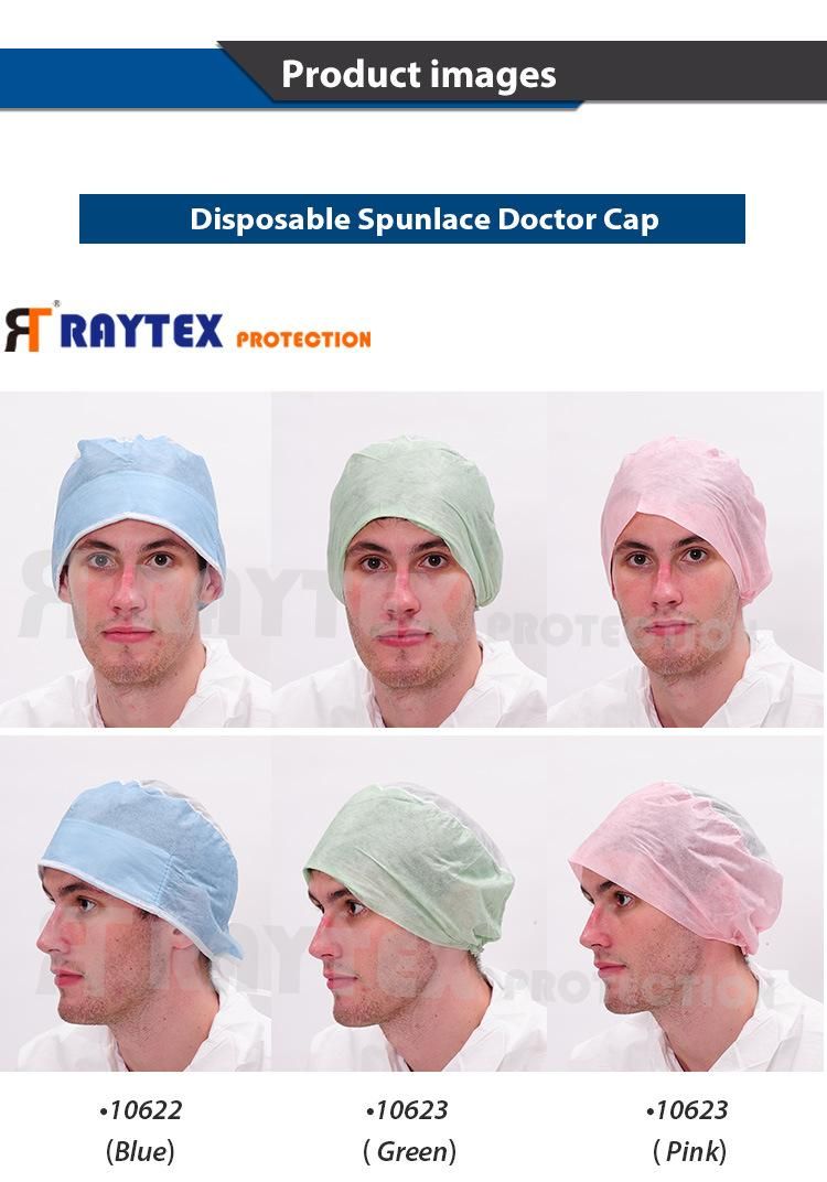 Nonwoven Polypropylene Hand Made PP Doctor Cap with Elastic/Ties