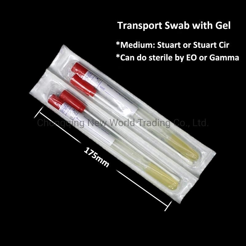 Medical Disposable Wooden Plastic Stick Stuart Transport Swab with Charcoal