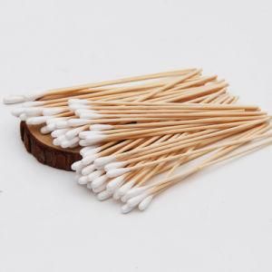 Medical 6 Inch Wooden Bamboo Wood Stick Cotton Swab