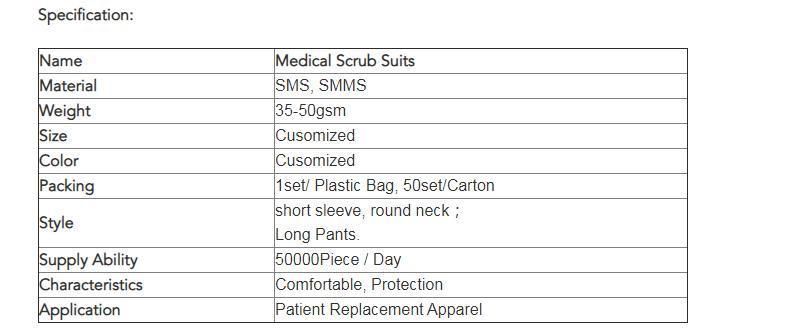 Hospital Surgical Doctor Disposable Medical Scrub Suit Uniform