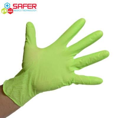 Latex Free Disposable Green Nitrile Gloves with Powder Free