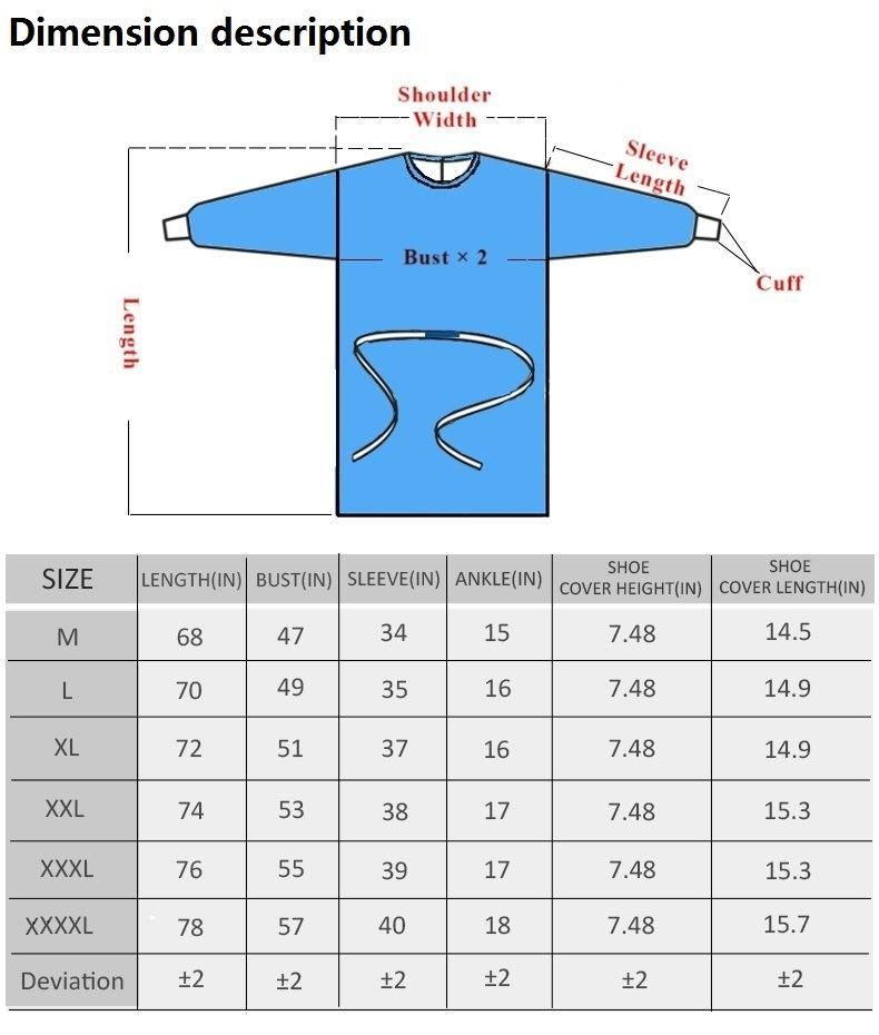 Factory Supply Disposable Non Sterile Medical Isolation Gown with Hood