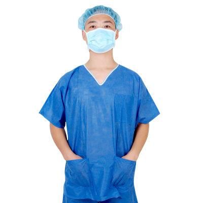 Hospital Uniforms Disposable SMS Hospital Scrub Suit Patient Suit V Shape /Round Shape Collar, Long Sleeve or Short Sleeve