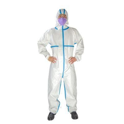 En Standard Stock Anti-Bacterial Microporous S. F Nonwoven Sterile Medical Surgical Protective Coverall Type3/4