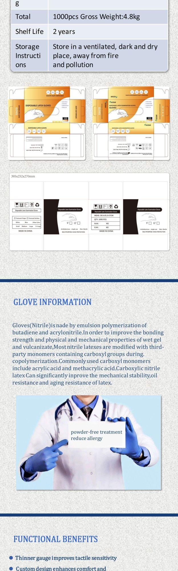 Medical High Quality Disposable Latex Examination Glove