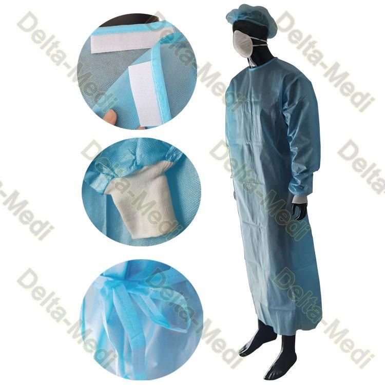 AAMI Level 2 Level 3 PP Coated PE Film Disposable Isolation Gown
