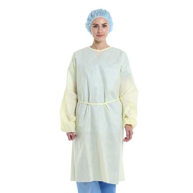 Disposable PP/SMS Isolation Gown with Elastic Cuff with Knit Cuff