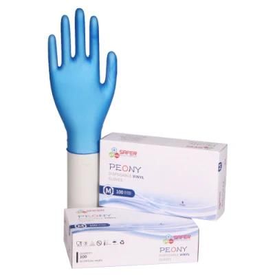 Medical Vinyl Examination Gloves Blue Powder Free Disposable