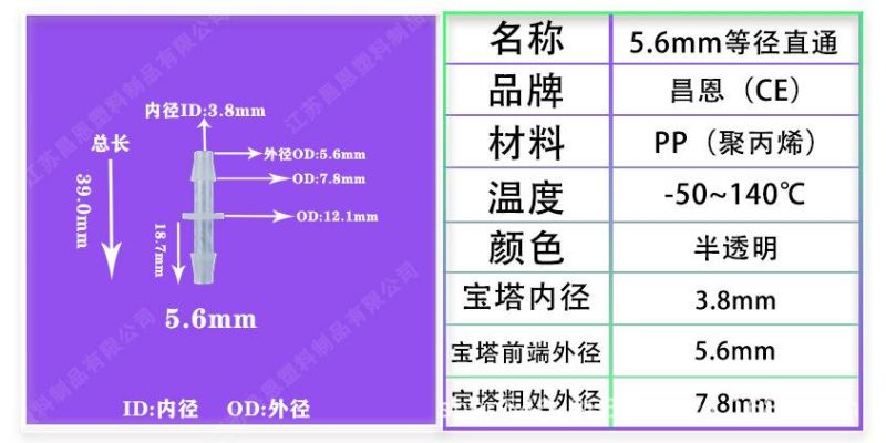 Straight Pipe High Temperature Resistance, Corrosion Resistance PP Plastic Straight Through Hose Glue Joint Pagoda Joint Experiment Straight Pipe