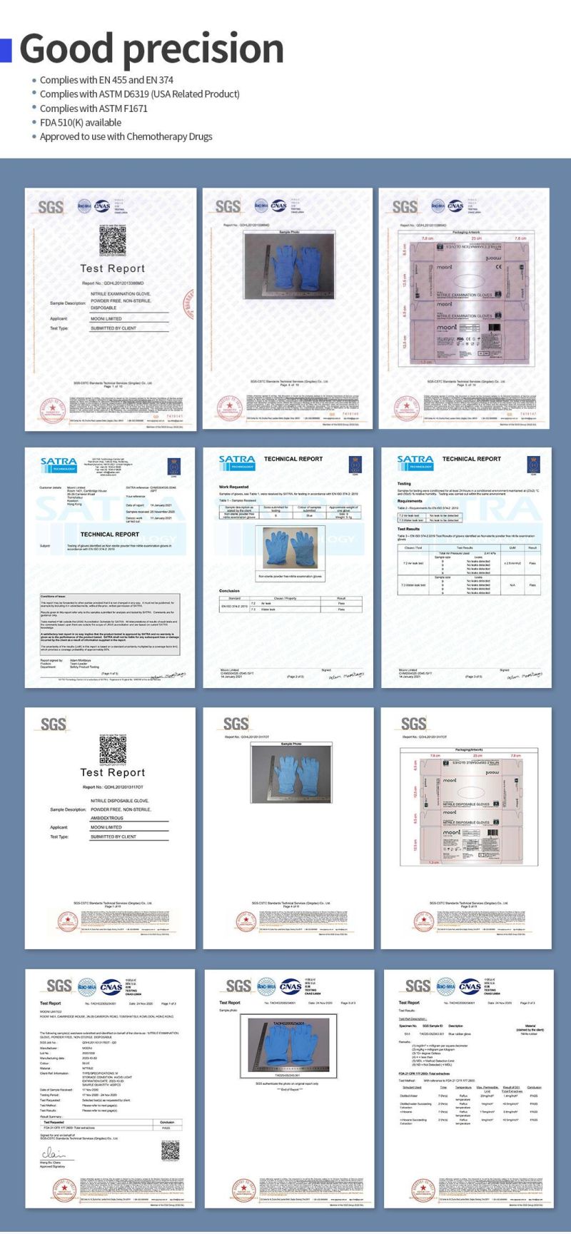 Factory Direct Prices Nitrile Gloves Blend Examination Gloves