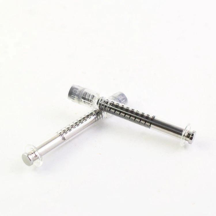 1ml Long Empty Lure Lock Glass Syringes Lure Cap with Plastic Plug Customize Packaging Injection Glass Syringe
