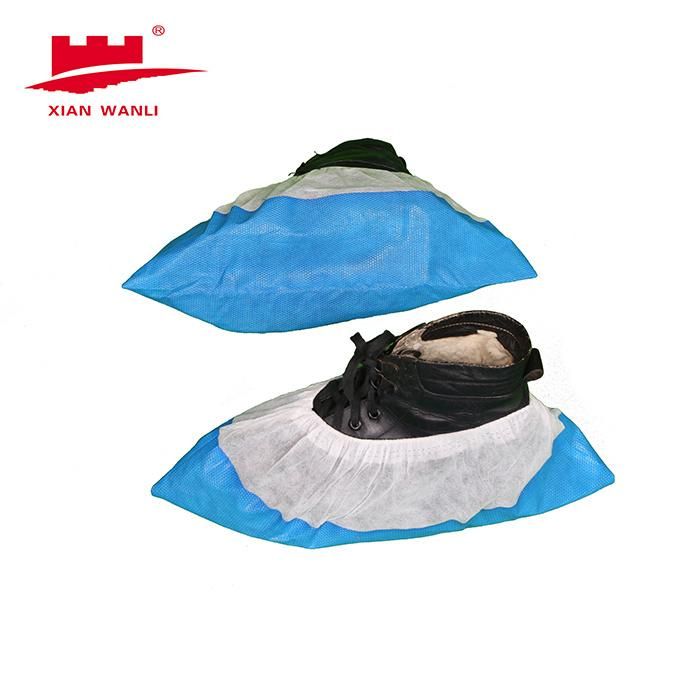 Disposable Blue Half Laminated Waterproof Shoecover Light Weight PE+CPE Overshoe Blue Shoe Covers