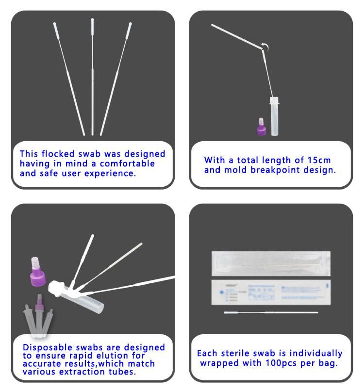 Sterile Dust-Free Swab Sampling Cotton Swab Factory Oropharyngeal Swab (3cm breakpoint)