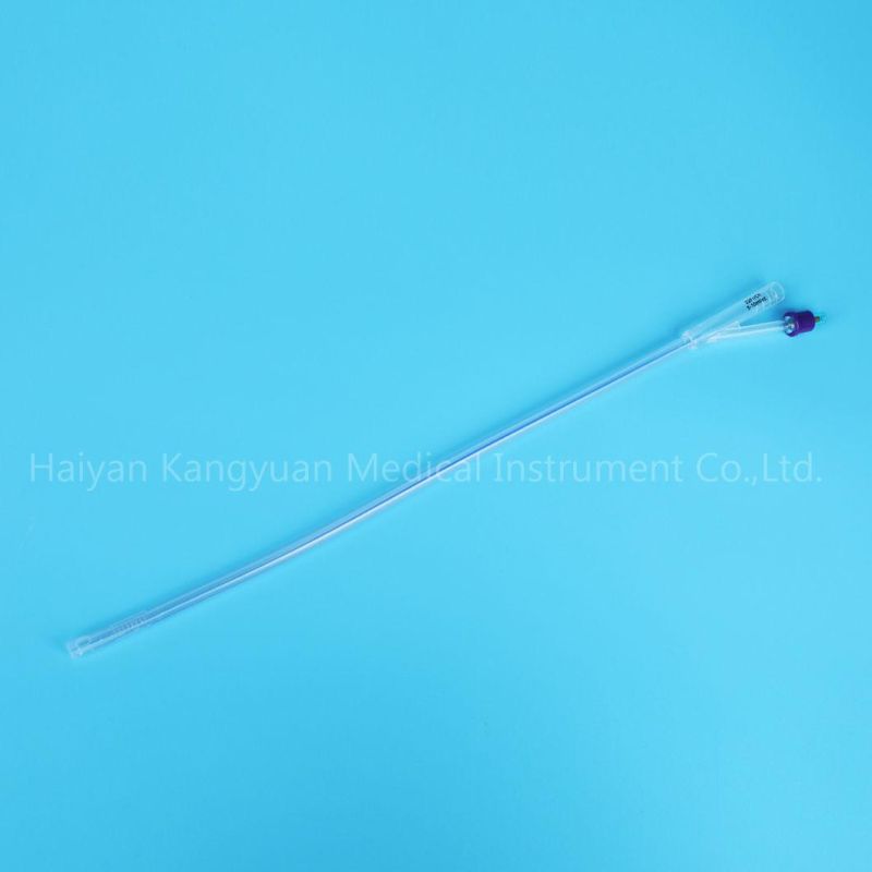 2 Way Transparent or Blue Silicone Foley Catheter with Unibal Integral Balloon Technology Integrated Flat Balloon Central Open Tipped Suprapubic Use