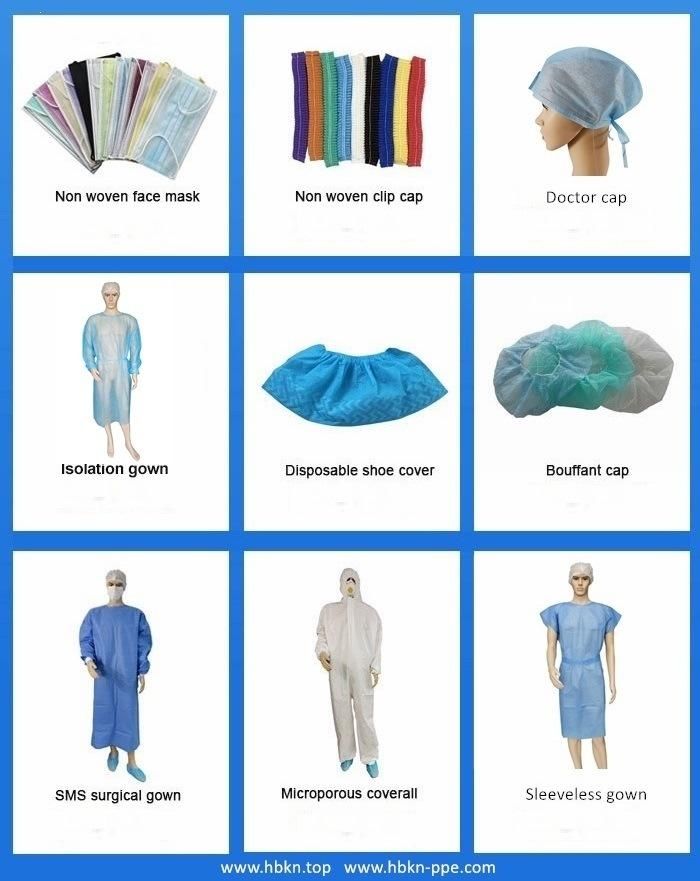 CE ISO13485 Certified Polypropylene Clip Cap with Single or Double Elastic Disposable Medical Cap Nurse Cap for Hospital