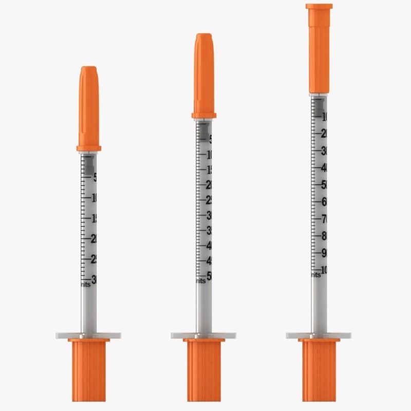 Sterile Disposable Insulin Medical Syringe with Fixed Needle Luer Slip Tip