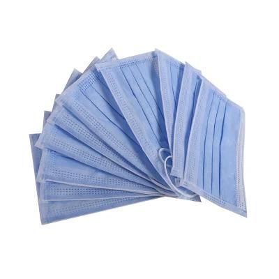 Blue Comfortable Procedure Air Pollution Hypoallergenic Disposable 3 Ply Mask with Custom Logo