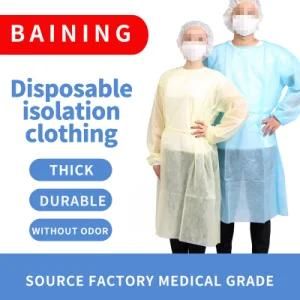 Isolation Gown PP Non Woven PE Coated Waterproof Isolation Gowns with Knitted Cuff
