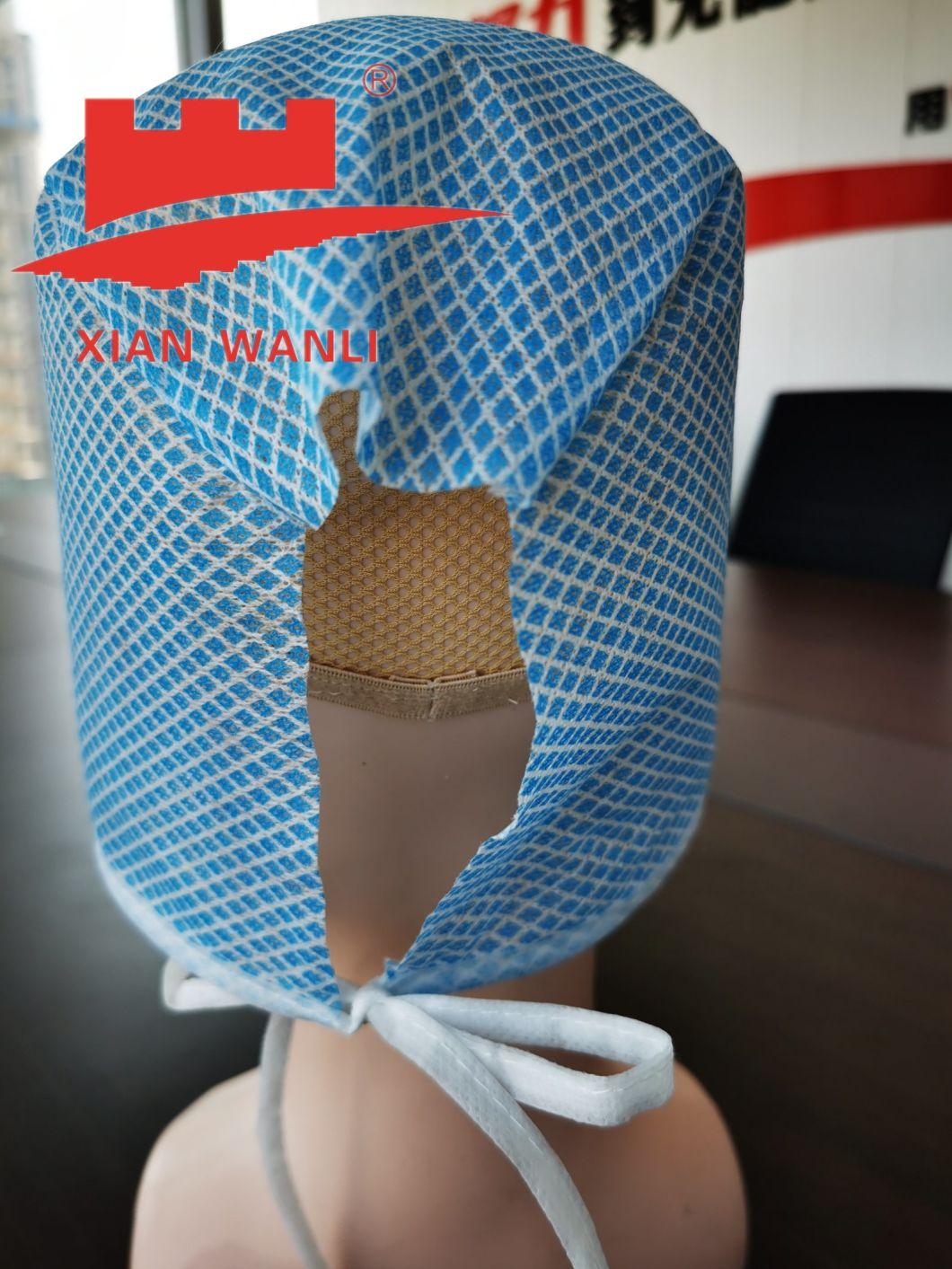 Disposable Spunlace Nonwoven Work Cap Tie-on, Made by Hand