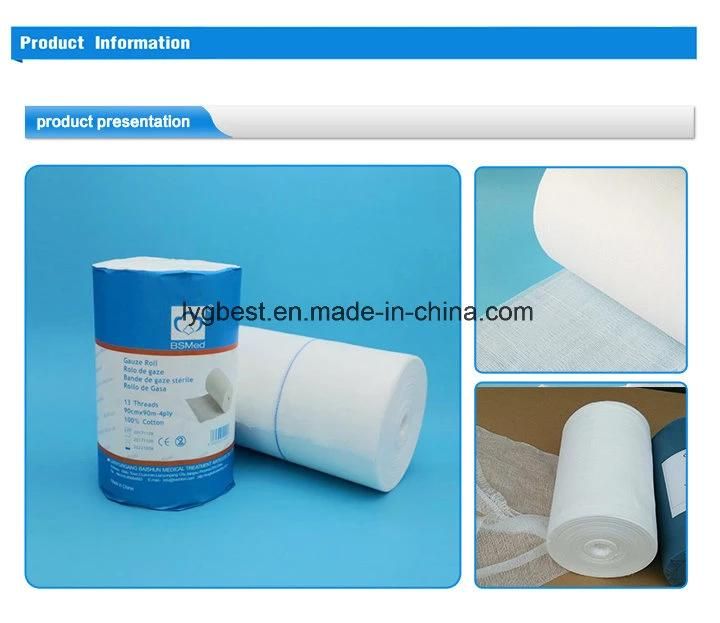 Disposable Surgical Cotton 19X15 4ply 100yards Gauze Roll with High Quality
