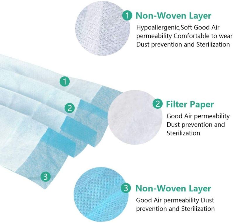 Meltblown Nonwoven Medical Surgical Disposable 3 Ply Masks